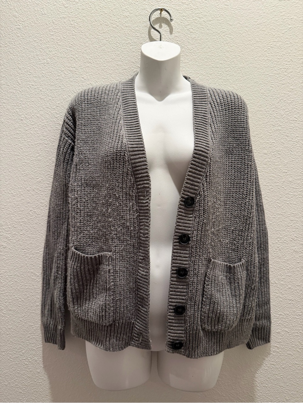 Forever 21 Men's Gray Button-Up Knit Cardigan